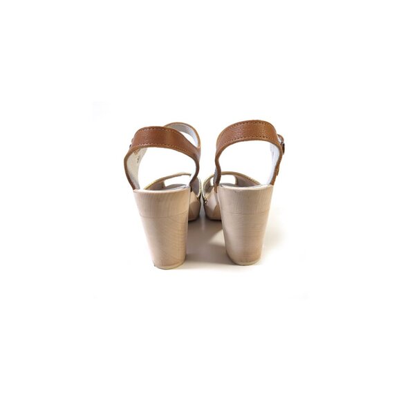 MAGUBA Clogs 37 Gold Open Toe Leather Heeled Swedish Clog Sandals *PRIMO* - Picture 7 of 12